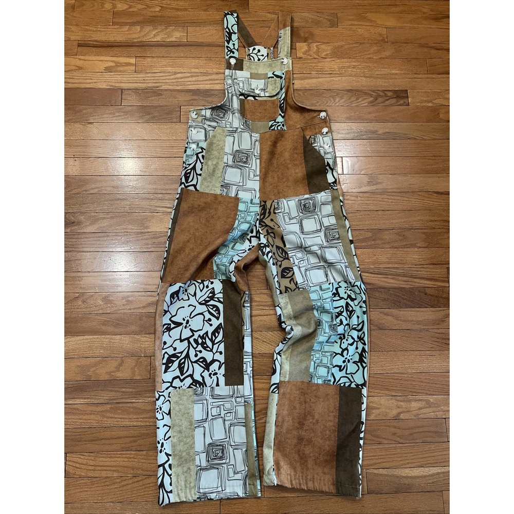 Cider Patchwork Overall Jumpsuit Womens Small Floral Geometric Adjustable Straps